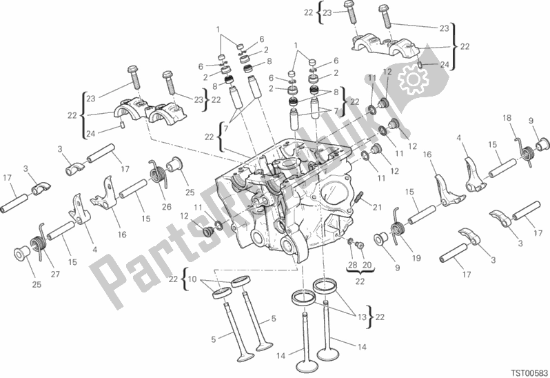 Alle onderdelen voor de Verticale Cilinderkop van de Ducati Multistrada 950 SW 2018